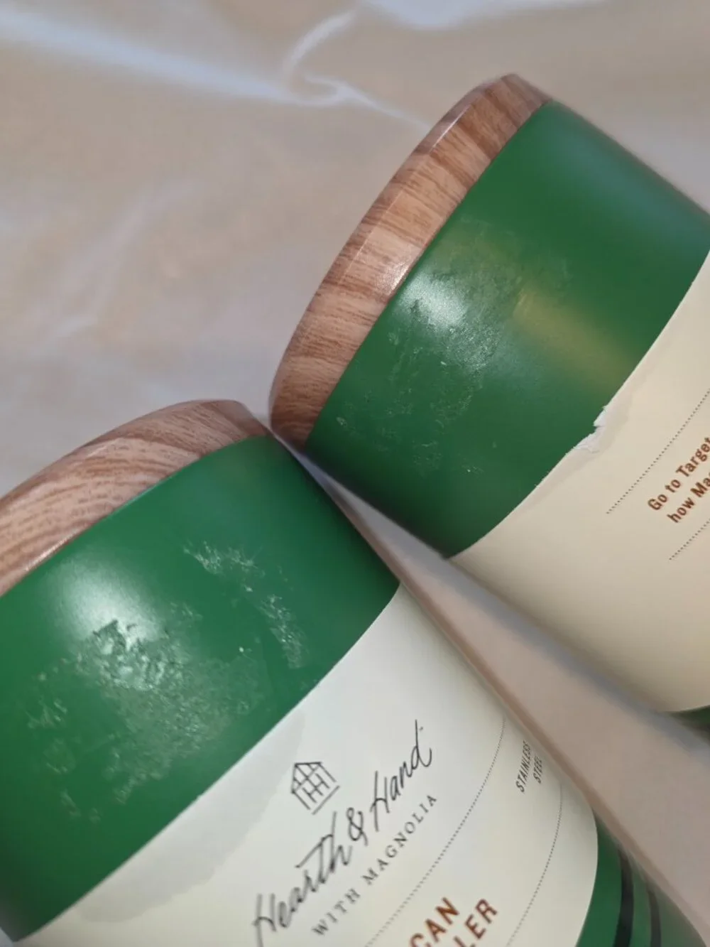 Hearth and Hand with Magnolia Beverage Can Cooler Set of 2 Green Unlidded NWT
